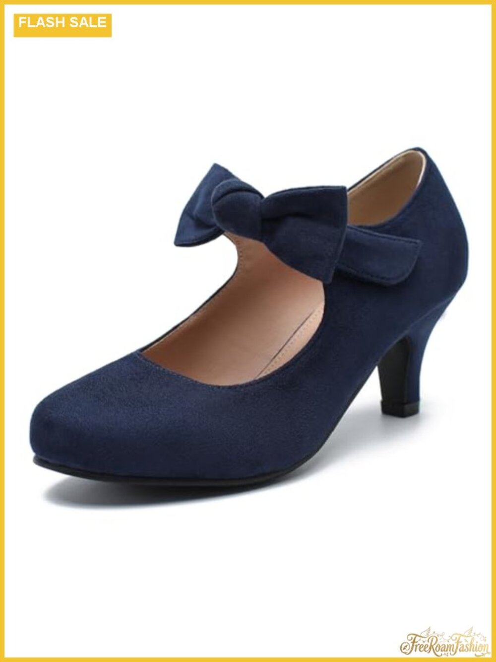 Women's Velvet Mary Jane Heels Round Toe Block Heel Dress Pumps